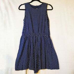 Vintage 90s Navy & White Zip Back Polka Dot Romper Playsuit